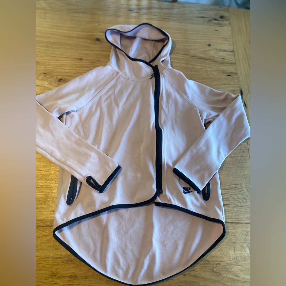 Nike Hooded Trainer Jacket Pink Black  Long Sleeve High Low Women’s S Preloved‎